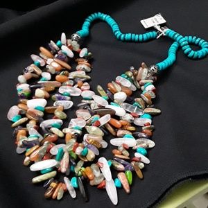 GENUINE STONE STATEMENT NECKLACE